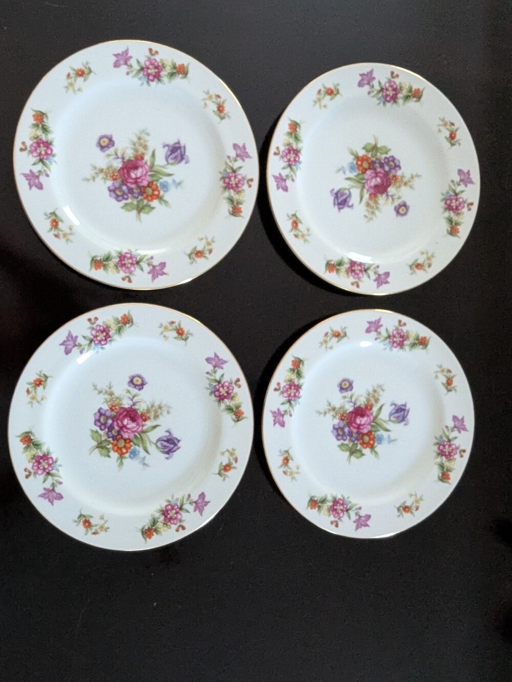 set of 4 Vintage Harmony House Dresdania fine china Japan Plates